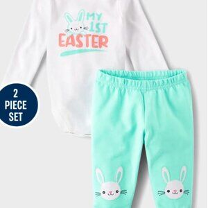NWT The Children’s Place Unisex Baby My 1st Easter 2-Piece Playwear Set - aqua